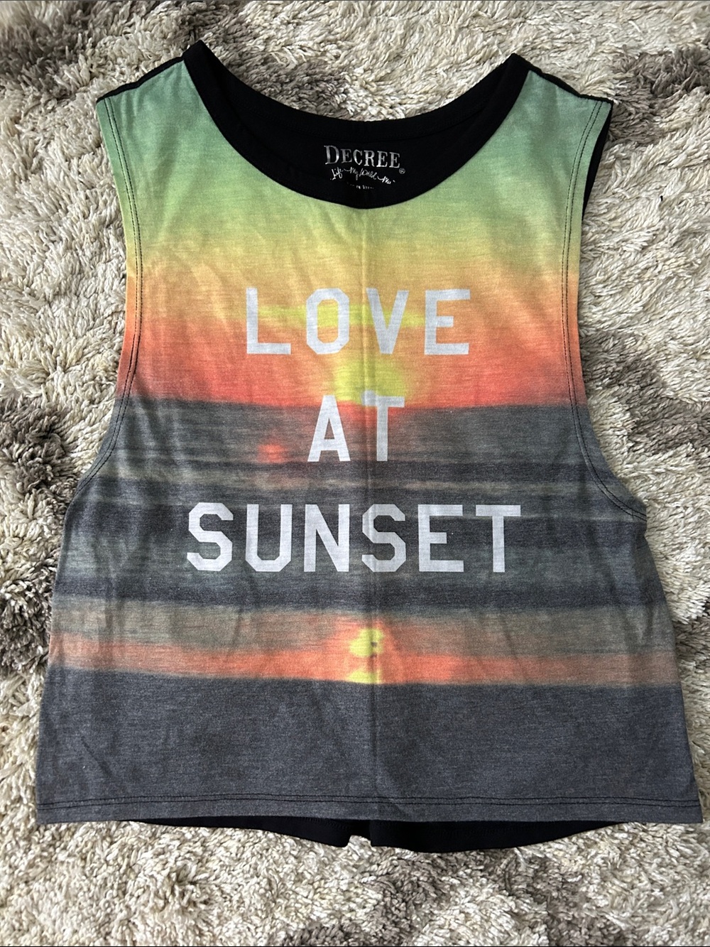 Decree Sunset Gradient Tank Top - Green, Yellow, Orange, Gray